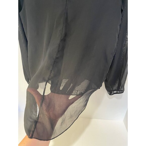 Vtg Uno Core Womens Sheer Crossover Top Size M Whimsigoth Witchy Dark Romantic - Picture 12 of 14